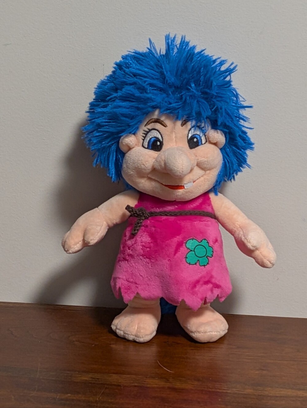 Kidz Of Norway. Blue-Haired Plush Troll Doll in Pink Dress - Kids Plush  Toy.